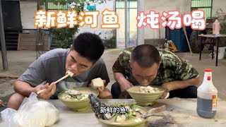 农村傍晚河里逮大鲫鱼，天黑之前，喝上热腾腾鲫鱼豆腐汤，美滋滋【我的农村365】