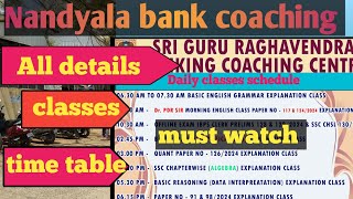 classes time table in nandyala bank coaching centre||SSGRBCC||#nandyala