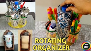 2 DIY Low Cost Organizer Ideas from waste plastic bottles | DIY Rotating Organizer |  craft 💡