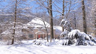 BEAUTIFUL Sunny Snowy Winter Day in Canada Countryside and area of Cozy Homes in Forest 4K
