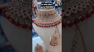 Semi bridal kundan set l party wear jewellery l earrings l jewellery haul l choker set l #shorts