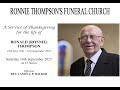 A Service of Thanksgiving for the life of Mr Ronnie Thompson