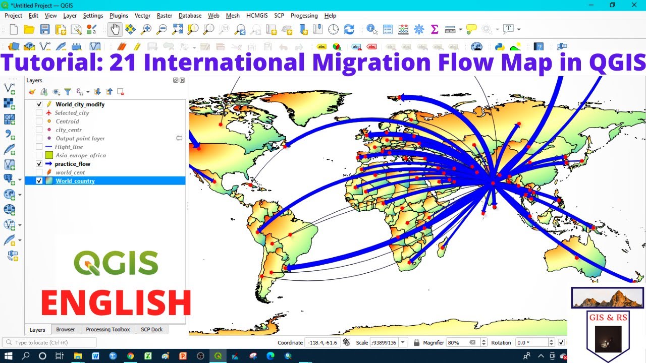How To Prepare International Migration Flow Map In Qgis English Youtube