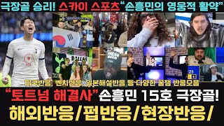[해외반응] 결승 극장골 손흥민! ㅣ 리그 15호골 ㅣ미니다큐ㅣ 펍반응ㅣ 벤치반응ㅣ현장반응ㅣ다양한  루턴전 꿀잼 리액션 ㅣ
