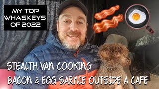 STEALTH VAN COOKING bacon \u0026 eggs outside a cafe / My top whaskeys of 2022 / Seaham, County Durham