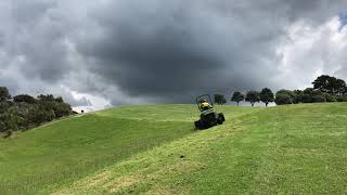 Modified John Deere 1580  - Steep Slope Mowing  clip 2 of 2