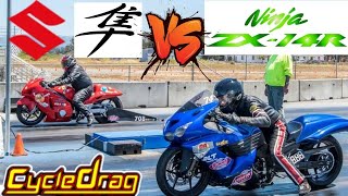 Both racers PROMISE VICTORY in Suzuki Hayabusa vs. Kawasaki ZX14R grudge match! Turbo vs Nitrous!