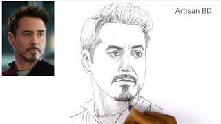 How to draw Tony Stark | Pencil Sketch Drawing | Face Easy Drawing