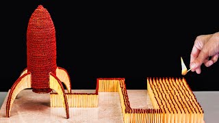 SPACESHIP Built With 100,000 Safety Matches! Amazing Matches Chain Reaction Domino Effect