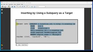 Oracle Database 12c: SQL Workshop - Inserting values by using a subquery as a target