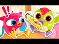 Hop Hop the owl and Peck Peck cook pizza & make bubbles. Kids' animation. Baby cartoons for kids.