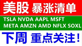 美股下周重点关注这些股票！提前布局特斯拉暴涨机会！美股老司机周末复盘预测：SPY QQQ TSLA NVDA AAPL MSFT META AMZN AMD NFLX SOXL 9.2