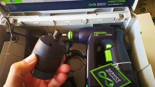 Unpacking / unboxing cordless drill Festool C 18 Li 5,2-Set 574739 / 574471