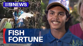 Teen fisherman reels in $1 million barramundi in NT competition | 9 News Australia