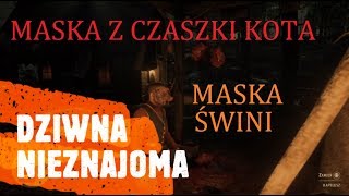 Red Dead Redemption 2 - Dziwna nieznajoma , maska z czaszki kota i maska świni .