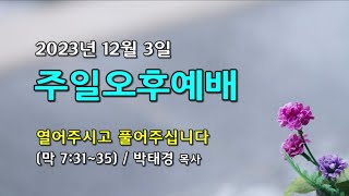 [선산제일교회]  2023년 12월 3일 주일 오후 예배 (박태경 목사)