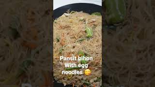 Pansit bihon with egg noodles