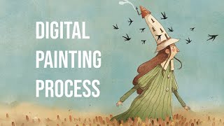 Digital Watercolor -  Painting Process - Watercolor Brushes