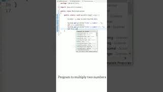Java program to multiply two numbers// Java programming for beginners// #java #codingtime