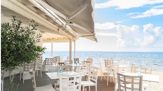 Seaside Outdoor Coffee Shop Ambience - Relaxing Bossa Nova, Cafe Ambience, Ocean Wave Sounds