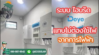 แทบไม่ต้องใช้ไฟจากการไฟฟ้า ไฮบริด Deye 5 Kw 1 Phase ระบบอัจฉริยะกับแบตลิเธียมยักษ์เขียว