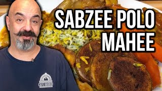 Persian Herbed Saffron Rice & Fried Fish سبزی پلو با ماهی و ماهیچه (Sabzee Polo Mahee)