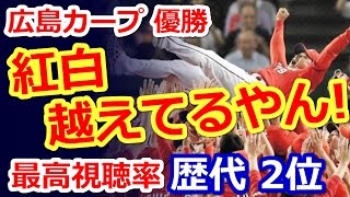 【凄】広島カープ優勝!!広島で瞬間最高71・0％！地元で歴代２位の視聴率60・3％！