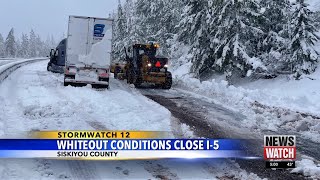 Storm's wind, snow caused I-5 closure in Northern California, Southern Oregon