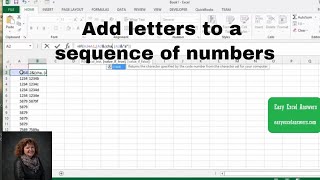 How to Add letters to a sequence of numbers in Excel