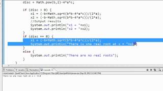 Java - Math Example Quadratic Formula 3