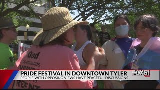 Peaceful discussions held by opposing sides at Tyler Pride Festival