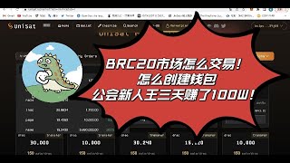 如何创建unisat钱包？怎么去交易brc20铭文？星海漫游公会新人王三天怒赚一百万！