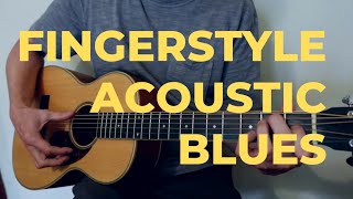 Fingerstyle acoustic blues guitar lesson | Beginner fingerpicking (E)