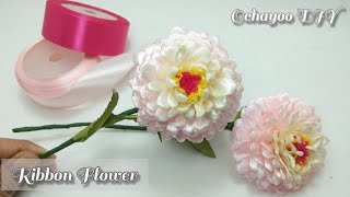 DIY/how to make satin ribbon flower zinnia easy