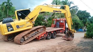 รถแบคโฮขึ้นเทรลเลอร์ ลงเทรลเลอร์ คลิปเดียวครบเลยครับExcavator