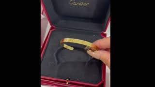 #Cartier Love Bracelet 18K Yellow Gold Cuff Style Size 19 (1076003)