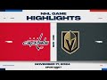 NHL Highlights | Capitals vs. Golden Knights - November 17, 2024