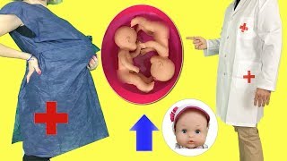 24 horas embarazada de mi muñeca Bebé Nenuco Lola con happy doctor y aprende las partes del cuerpo