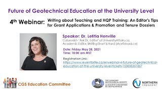 Webinar 4  Teaching and HQP Training