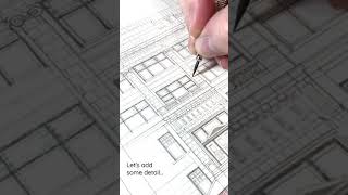 Detailed architectural pencil drawing