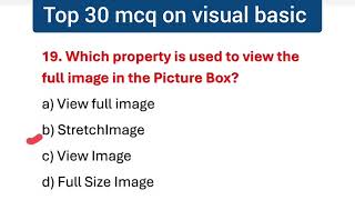 top 30 mcq on visual basic | visual basic mcq questions and answers