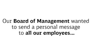 A Message to our Employees: #ThankYou