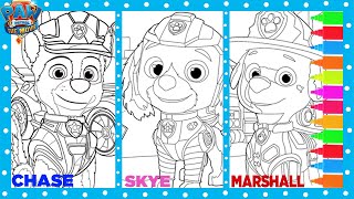 PAW Patrol Coloring Page Marshall, Skye, Chase Rescue Pups | HAPPILY SNOWBALL