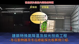 高雄物流中心使用散熱器+採光板 案例介紹---鐵皮屋散熱器-富瑞科技-冬瓜散熱器