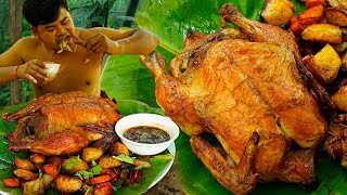 Amazing Roasted Chicken In Pot | Juicy ROAST CHICKEN RECIPE In Forest Eating So Delicious.