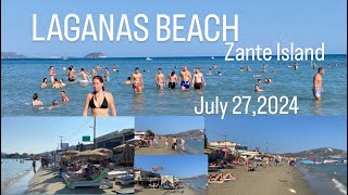 Laganas Beach Zakynthos Island Greece - July 27,2024 | VERY CROWDED | Summer 2024