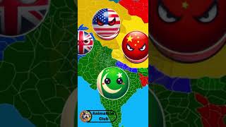 Pakistan And India Friendship Vs UK, America And China #countryballs #countries #shortvideo