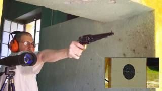 Precision shooting with a 1858 Remington .44 black powder revolver - replica by D. Pedersoli