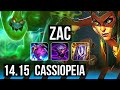 ZAC vs CASSIOPEIA (MID) | Rank 4 Zac, 11/2/10, Legendary | VN Challenger | 14.15