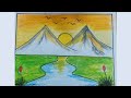 Nature  drawing Scenery || How to Draw a beautiful scenery || drawing scenery